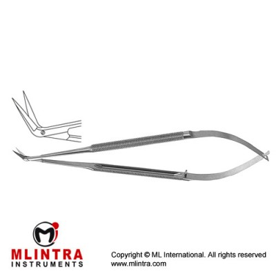 Micro Vascular Scissors Round Handle - Fine Blades - Angled 60° Stainless Steel, 16.5 cm - 6 1/2"
